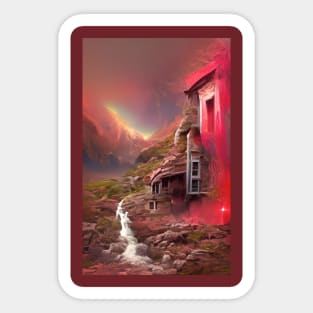 Beautiful House on Planet Mars in the Galaxy Sticker